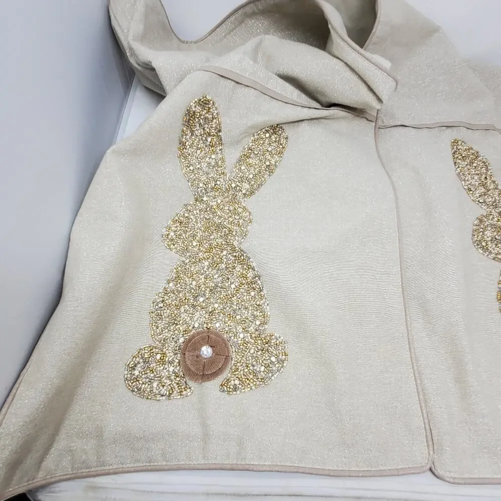 Cynthia Rowley Large  shimmer beaded Easter Bunny Theme 16.5